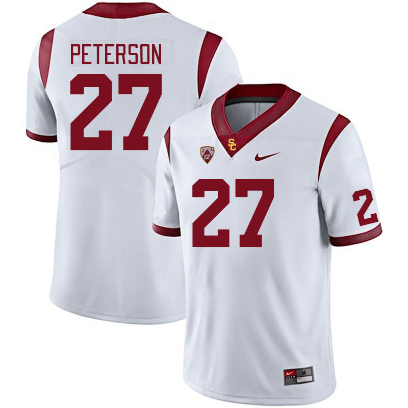 Men #27 A'Marion Peterson USC Trojans College Football Jerseys Stitched Sale-White - Click Image to Close